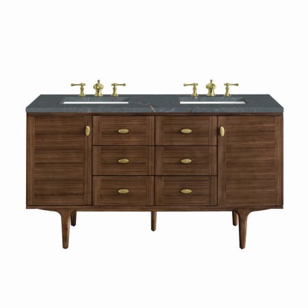 A large image of the James Martin Vanities 670-V60D-3PBL Mid-Century Walnut