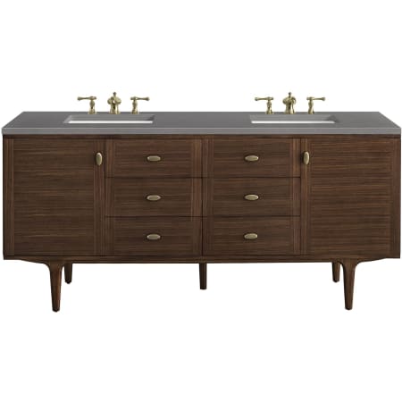 A large image of the James Martin Vanities 670-V72-3GEX Mid-Century Walnut