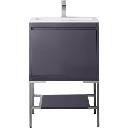 A large image of the James Martin Vanities 801V23.6BNKGW Modern Grey Glossy