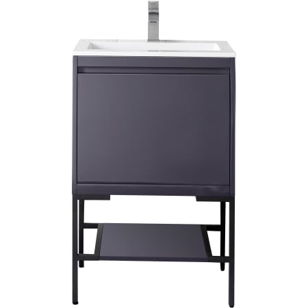 A large image of the James Martin Vanities 801V23.6MBKGW Modern Grey Glossy