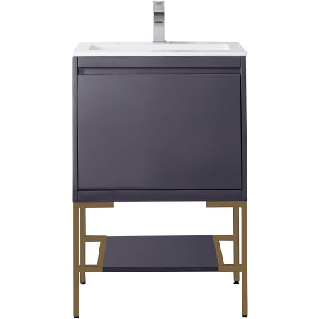 A large image of the James Martin Vanities 801V23.6RGDGW Modern Grey Glossy