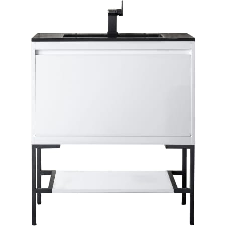 A large image of the James Martin Vanities 801V31.5MBKCHB Glossy White