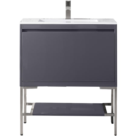A large image of the James Martin Vanities 801V31.5BNKGW Modern Grey Glossy