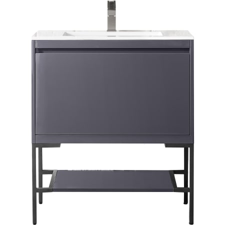 A large image of the James Martin Vanities 801V31.5MBKGW Modern Grey Glossy