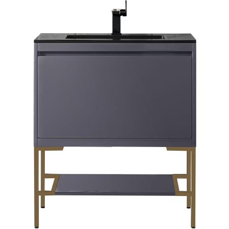 A large image of the James Martin Vanities 801V31.5RGDCHB Modern Grey Glossy