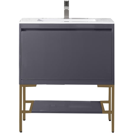 A large image of the James Martin Vanities 801V31.5RGDGW Modern Grey Glossy