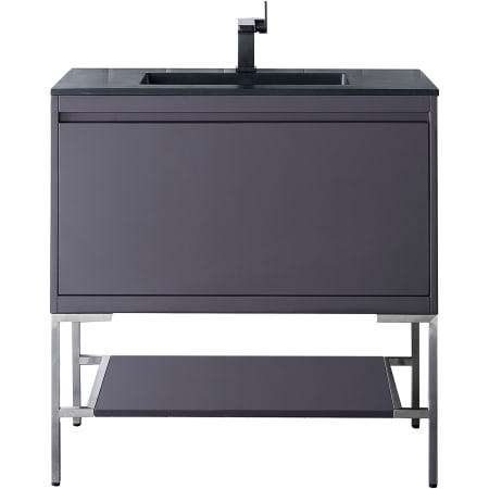 A large image of the James Martin Vanities 801V35.4BNKCHB Modern Grey Glossy