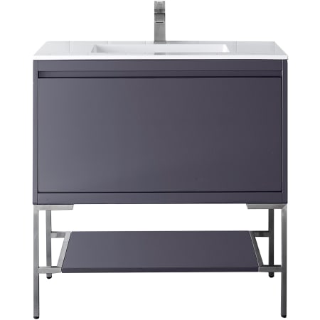 A large image of the James Martin Vanities 801V35.4BNKGW Modern Grey Glossy
