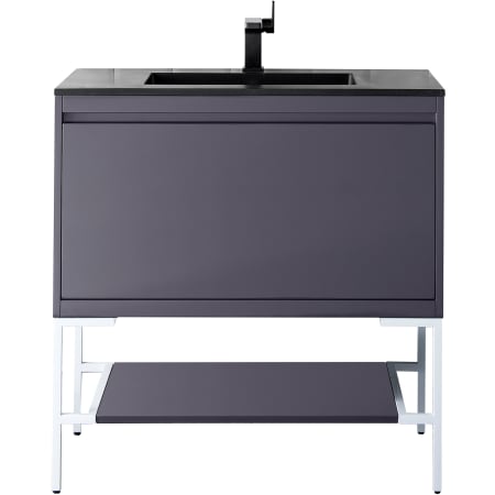 A large image of the James Martin Vanities 801V35.4GWCHB Modern Grey Glossy