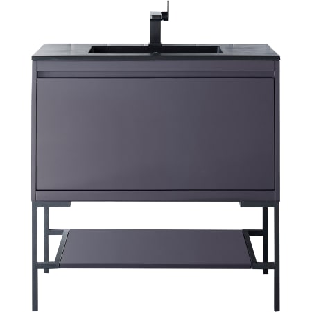 A large image of the James Martin Vanities 801V35.4MBKCHB Modern Grey Glossy