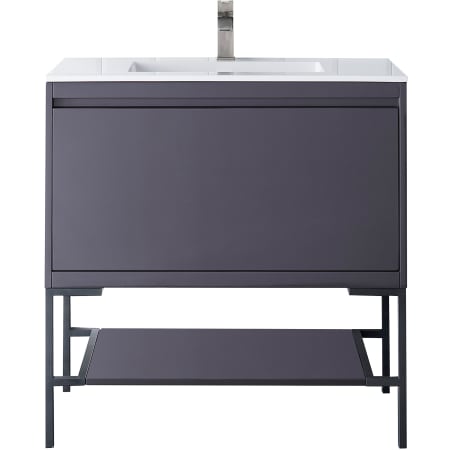 A large image of the James Martin Vanities 801V35.4MBKGW Modern Grey Glossy