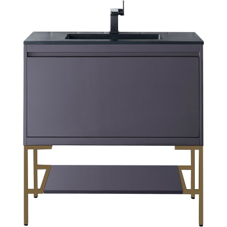 A large image of the James Martin Vanities 801V35.4RGDCHB Modern Grey Glossy