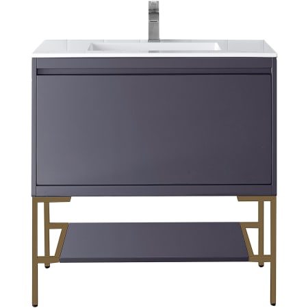 A large image of the James Martin Vanities 801V35.4RGDGW Modern Grey Glossy