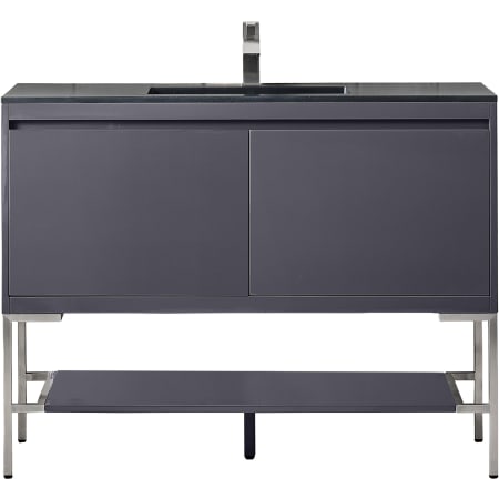 A large image of the James Martin Vanities 801V47.3BNKCHB Modern Grey Glossy