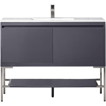 A large image of the James Martin Vanities 801V47.3BNKGW Modern Grey Glossy