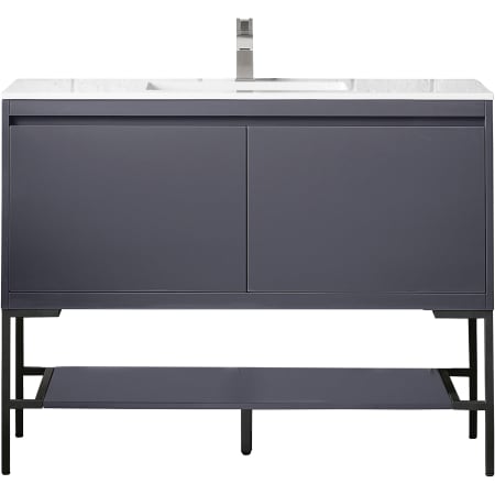 A large image of the James Martin Vanities 801V47.3MBKGW Modern Grey Glossy