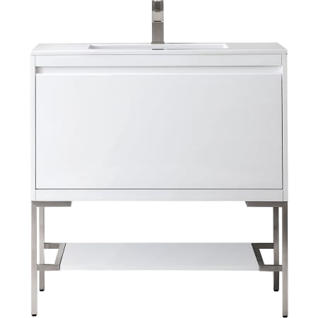 A large image of the James Martin Vanities 805-V35.4-BN-GW Glossy White