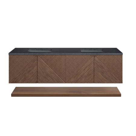 A large image of the James Martin Vanities D200-V72-3CSP Chestnut / Charcoal Soapstone