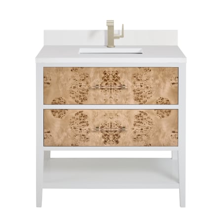 A large image of the James Martin Vanities D804-V36-1WZ Polished White / Light Mappa Burl