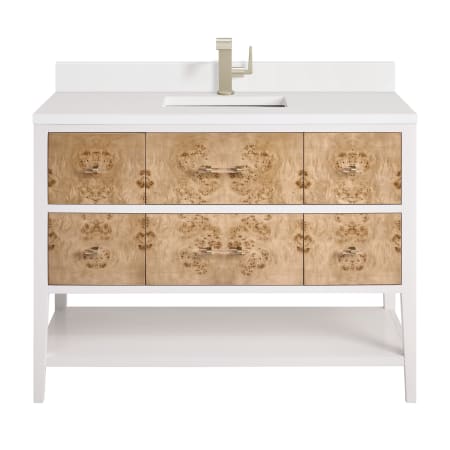 A large image of the James Martin Vanities D804-V48-1WZ Polished White / Light Mappa Burl