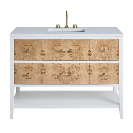 A large image of the James Martin Vanities D804-V48-3WZ Polished White / Light Mappa Burl