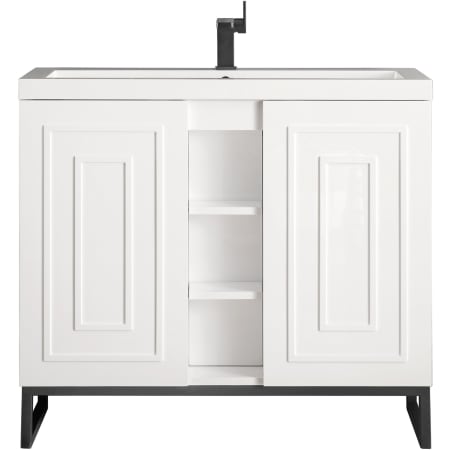 A large image of the James Martin Vanities E110V39.5MBKWG Glossy White