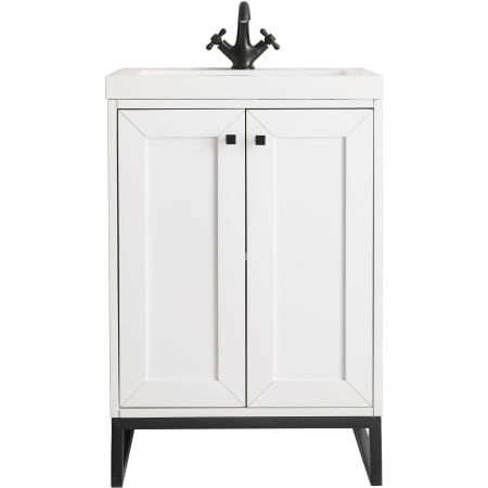 A large image of the James Martin Vanities E303V24MBKWG Glossy White