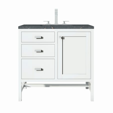 A large image of the James Martin Vanities E444-V36-3PBL Glossy White