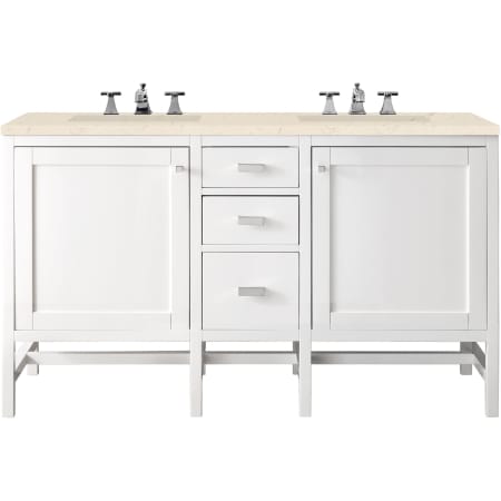A large image of the James Martin Vanities E444-V60D-3EMR Glossy White