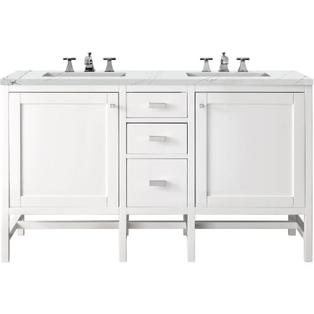 A large image of the James Martin Vanities E444-V60D-3ENC Glossy White