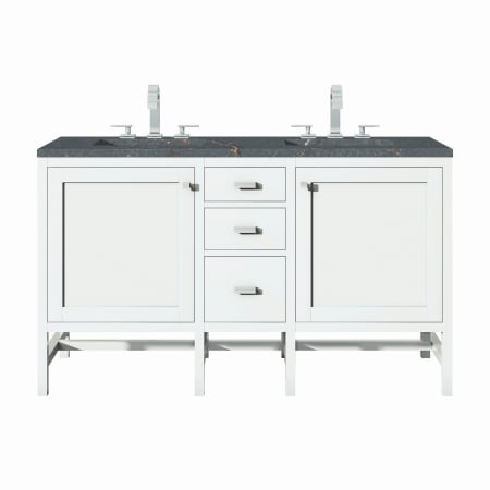 A large image of the James Martin Vanities E444-V60D-3PBL Glossy White