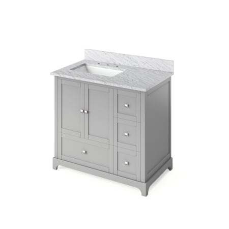 A large image of the Jeffrey Alexander VKITADD36-LEFT-MARBLE Grey / White Carrara