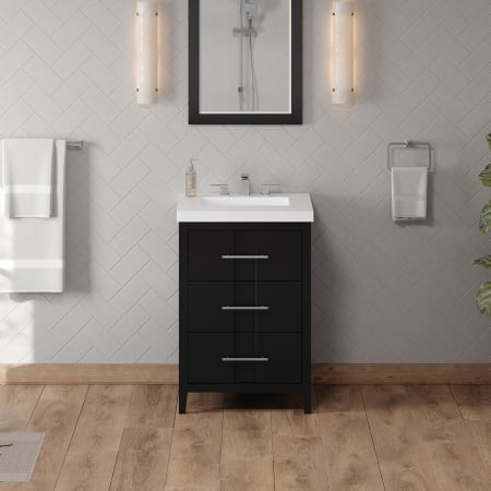 A large image of the Jeffrey Alexander VKITKAT24R-VESSEL-MARBLE Black / Lavante