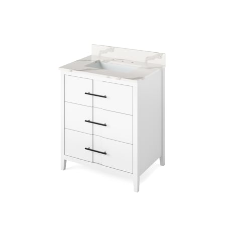 A large image of the Jeffrey Alexander VKITKAT30R-QUARTZ White / Calacatta Vienna