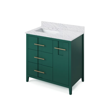 A large image of the Jeffrey Alexander VKITKAT36R-MARBLE Green / White Carrara