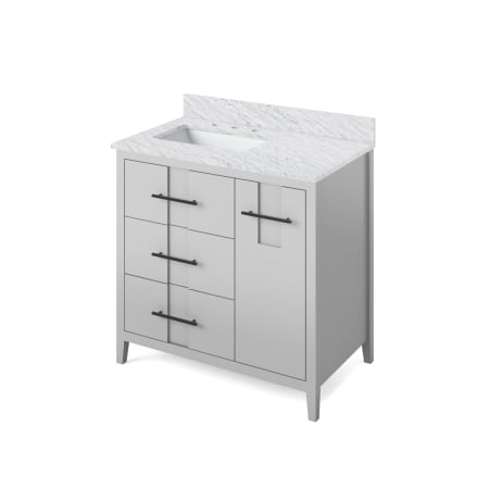 A large image of the Jeffrey Alexander VKITKAT36R-MARBLE Grey / White Carrara