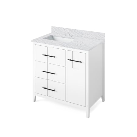 A large image of the Jeffrey Alexander VKITKAT36R-MARBLE White / White Carrara