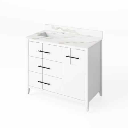 A large image of the Jeffrey Alexander VKITKAT42R-QUARTZ White / Calacatta Vienna