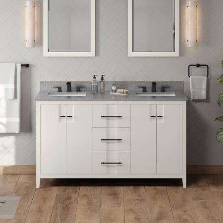 A large image of the Jeffrey Alexander VKITKAT60R-MARBLE White / Steel Grey
