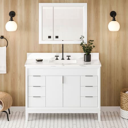 A large image of the Jeffrey Alexander VKITTHE48R-QUARTZ White / Calacatta Vienna