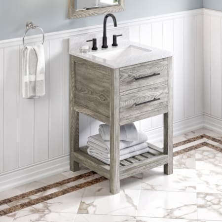 A large image of the Jeffrey Alexander VKITWAV24R-MARBLE Weathered Grey / White Carrara