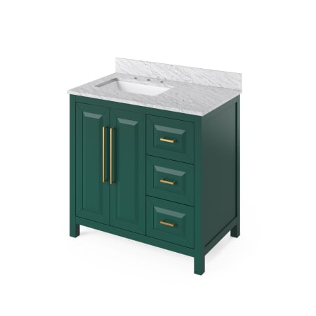 A large image of the Jeffrey Alexander VKITCAD36 Green with Marble