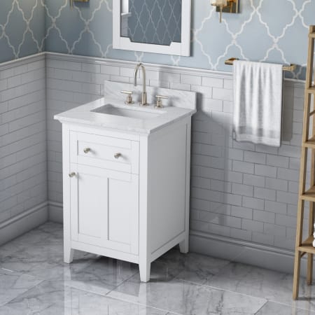 A large image of the Jeffrey Alexander VKITCHA24 White / White Carrara Marble Top
