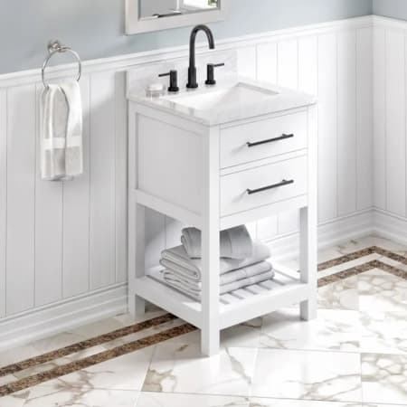A large image of the Jeffrey Alexander VKITWAV24 White / White Carrara Marble Top