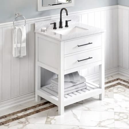 A large image of the Jeffrey Alexander VKITWAV30 White / White Carrara Marble Top