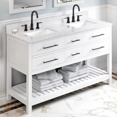 A large image of the Jeffrey Alexander VKITWAV60 White / White Carrara Marble Top