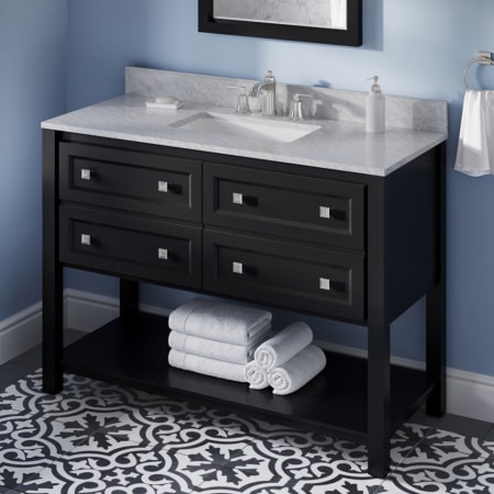 A large image of the Jeffrey Alexander VKITADL48 Black / White Carrara Marble Top