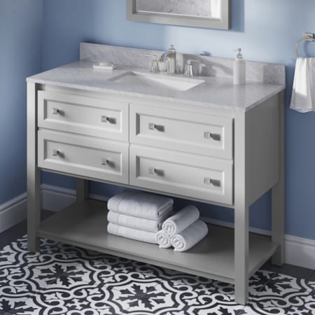 A large image of the Jeffrey Alexander VKITADL48 Grey / White Carrara Marble Top
