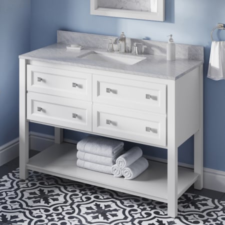 A large image of the Jeffrey Alexander VKITADL48 White / White Carrara Marble Top