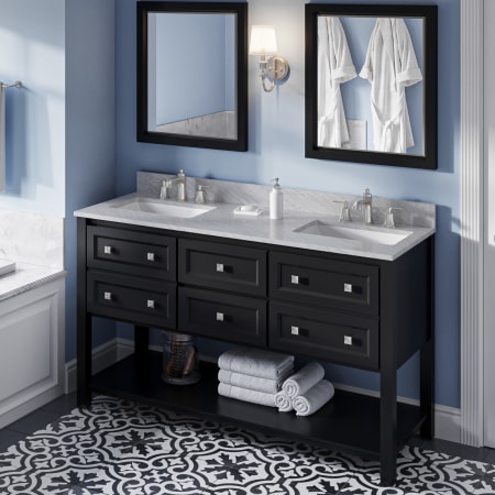 A large image of the Jeffrey Alexander VKITADL60 Black / White Carrara Marble Top